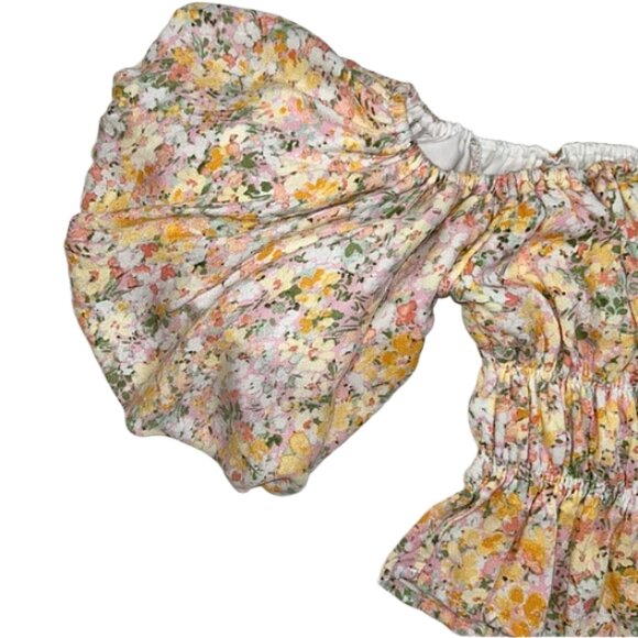 Altar’d State Floral Puff Sleeve Smocked Peplum Top XS Square Neck - Picture 5 of 13